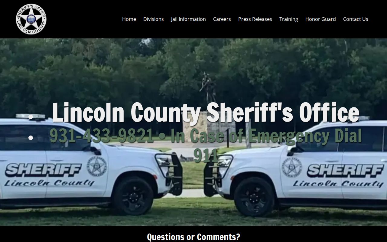 Lincoln County Sheriff’s Office official contact page